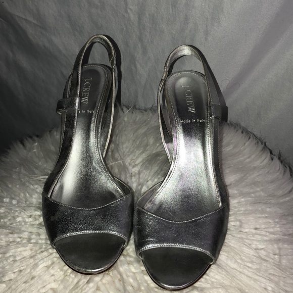 Silver J. Crew 3 1/2”Heel Shoe - Picture 2 of 7